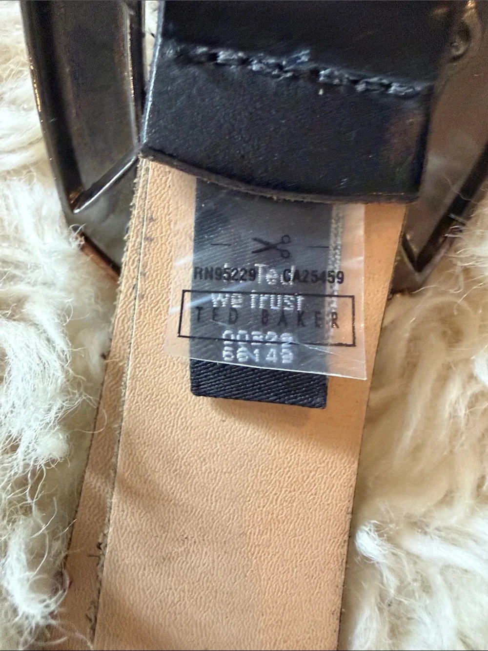 Ted Baker London Black Leather Belt with Gold-Tone Buckle